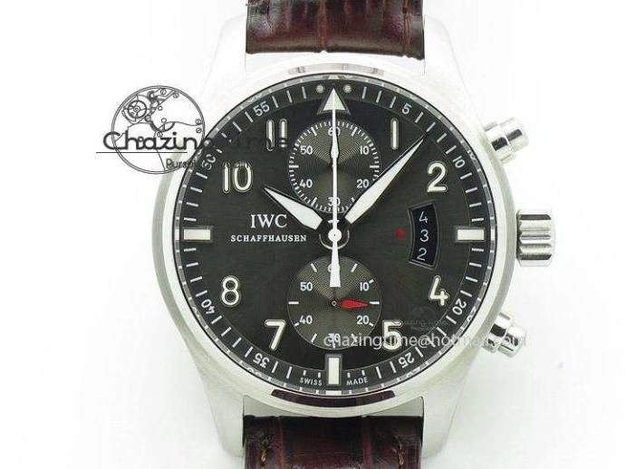 MIROTIME 0224 Original Pilot IW326803 SS MK 1:1 Best Edition Black Dial on Brown Leather Strap MIYOTA 7146